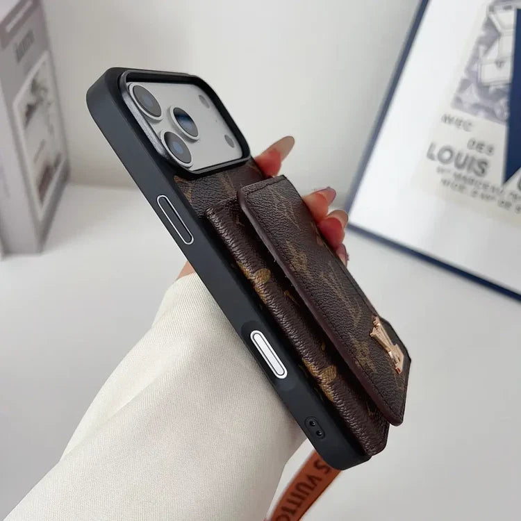 Tri-Fold Leather Crossbody Phone Bag