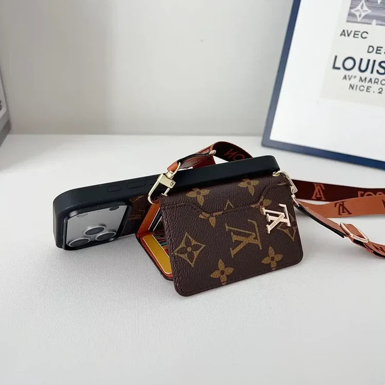 Tri-Fold Leather Crossbody Phone Bag