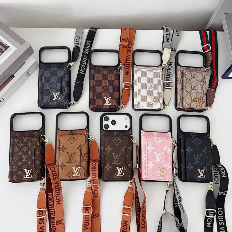 Tri-Fold Leather Crossbody Phone Bag