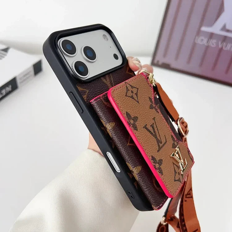 Tri-Fold Leather Crossbody Phone Bag