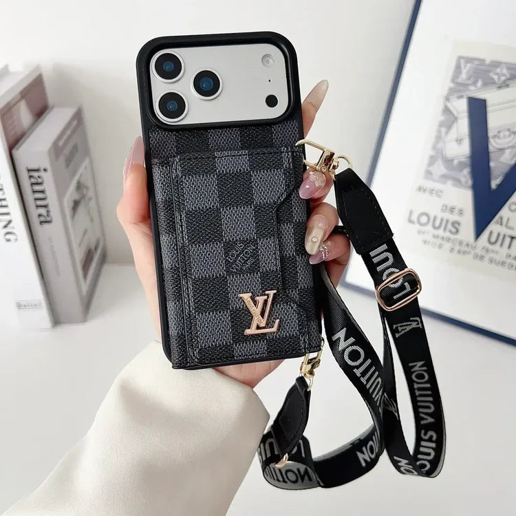 Tri-Fold Leather Crossbody Phone Bag