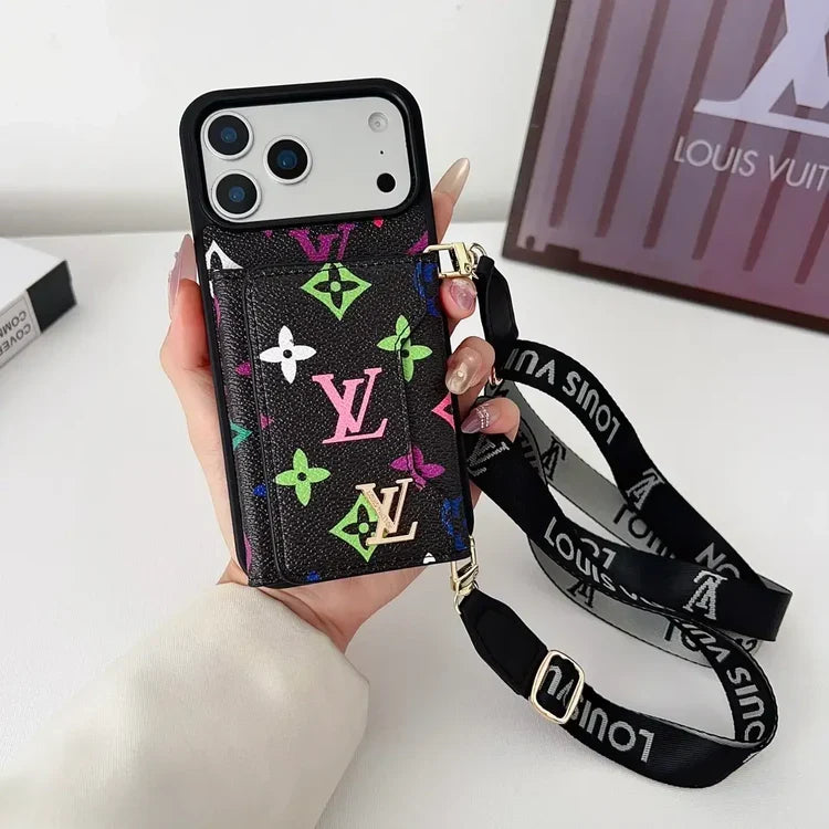 Tri-Fold Leather Crossbody Phone Bag