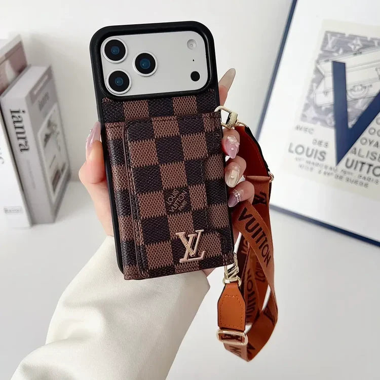 Tri-Fold Leather Crossbody Phone Bag