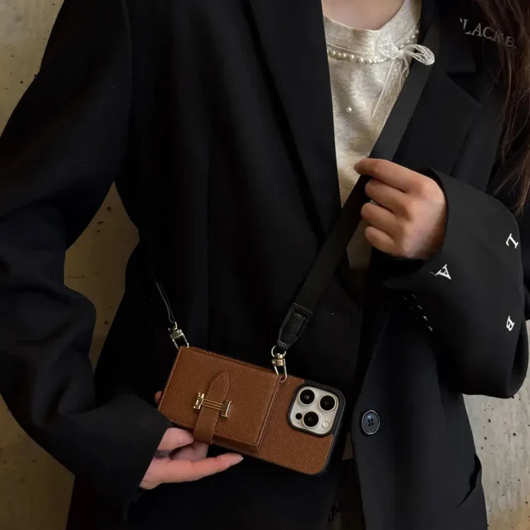 Luxury H-Buckle Crossbody Bag for iPhone