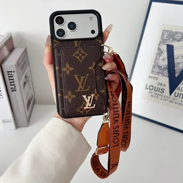 Tri-Fold Leather Crossbody Phone Bag
