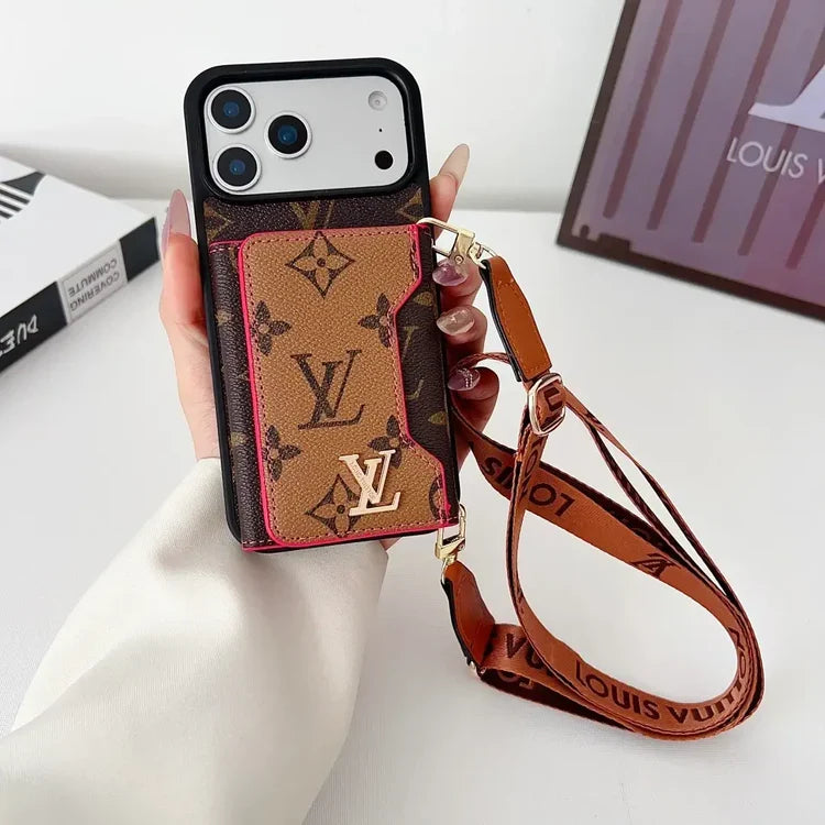 Tri-Fold Leather Crossbody Phone Bag