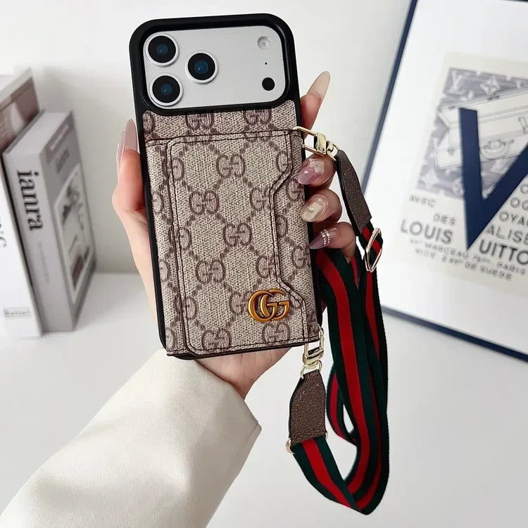 Tri-Fold Leather Crossbody Phone Bag