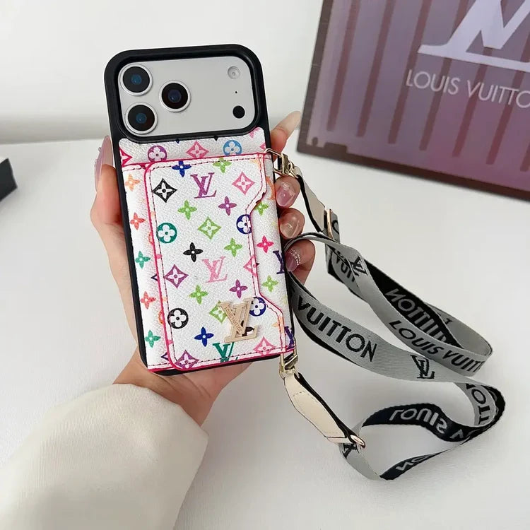 Tri-Fold Leather Crossbody Phone Bag