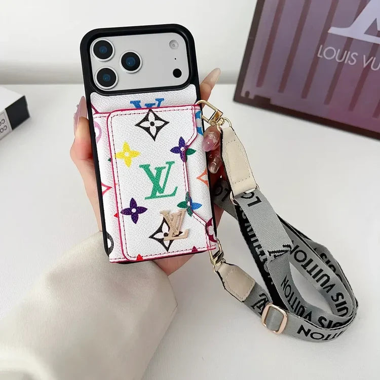 Tri-Fold Leather Crossbody Phone Bag