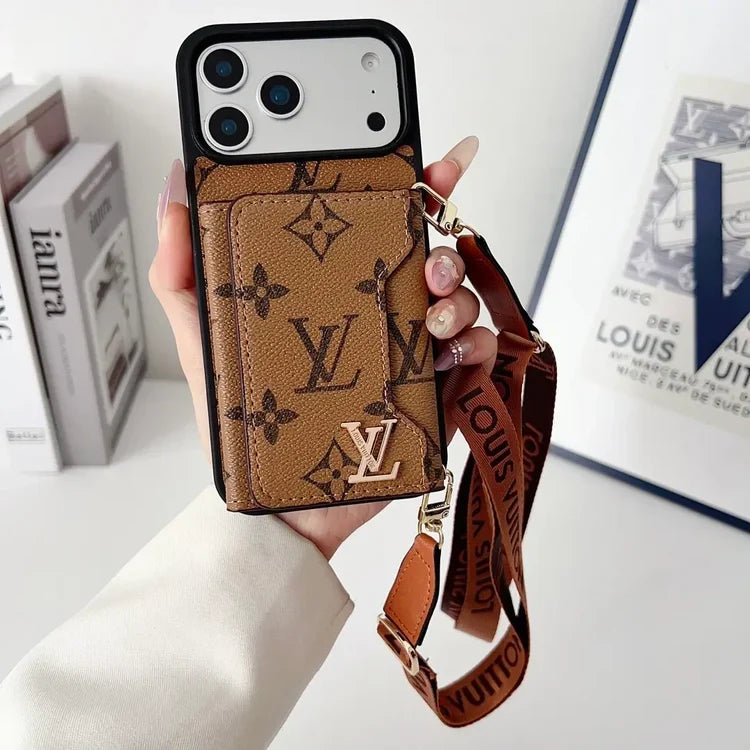 Tri-Fold Leather Crossbody Phone Bag