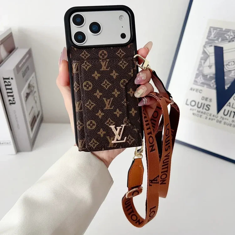 Tri-Fold Leather Crossbody Phone Bag