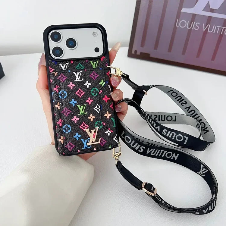 Tri-Fold Leather Crossbody Phone Bag